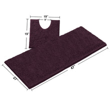 Load image into Gallery viewer, Luxury Microfiber 2-Piece Toilet & Bath Mat Set, XL, Plum