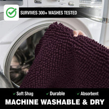 Load image into Gallery viewer, LuxUrux Bathroom Rugs Luxury Chenille 2-Piece Bath Mat Set, Plum