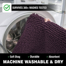 Load image into Gallery viewer, 2 Piece Bath Rug + Square Cutout Toilet Mat Set, Plum