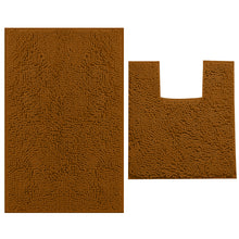Load image into Gallery viewer, 2 Piece Bath Rug + Square Cutout Toilet Mat Set, Pumpkin