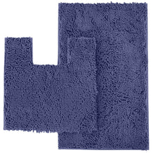 Load image into Gallery viewer, 2 Piece Bath Rug + Square Cutout Toilet Mat Set, Purple
