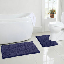 Load image into Gallery viewer, LuxUrux Bathroom Rugs Luxury Chenille 2-Piece Bath Mat Set, Purple