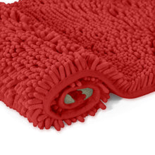 Load image into Gallery viewer, 2 Piece Bath Rug + Square Cutout Toilet Mat Set, Red