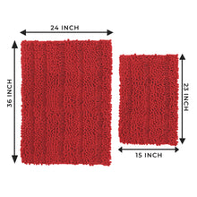 Load image into Gallery viewer, 2 Piece Rectangular Bath Rug Set, 15x23 + 24x36 inch, Red