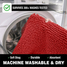 Load image into Gallery viewer, 2 Piece Bath Rug + Square Cutout Toilet Mat Set, Red