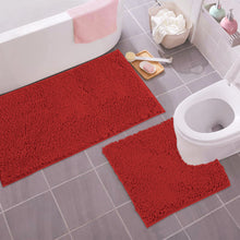 Load image into Gallery viewer, Bathroom Rugs Luxury Chenille 2-Piece Bath Mat Set, Large, Red