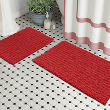 Load image into Gallery viewer, Rectangular 2 Piece Bath Rug Set | 20x30 + 15x23 inch | Red