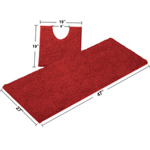 Load image into Gallery viewer, Luxury Microfiber 2-Piece Toilet & Bath Mat Set, XL, Red