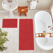 Load image into Gallery viewer, Rectangular 2 Piece Bath Rug Set, 15x23 + 27x47 inch, Red