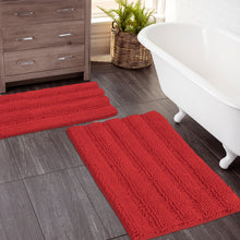Load image into Gallery viewer, 2 Piece Rectangular Bath Rug Set, 15x23 + 20x30  inch, Red