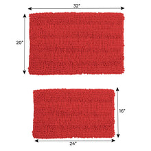 Load image into Gallery viewer, 2 Piece Rectangular Bath Rug Set, 15x23 + 20x30  inch, Red