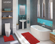 Load image into Gallery viewer, Luxury Microfiber 2-Piece Toilet & Bath Mat Set, XL, Red