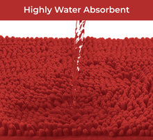 Load image into Gallery viewer, 2 Piece Bath Rug + Square Cutout Toilet Mat Set, Red