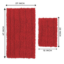 Load image into Gallery viewer, 2 Piece Rectangular Bath Rug Set, 15x23 + 27x47 inch, Red