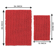Load image into Gallery viewer, Rectangular 2 Piece Bath Rug Set, 15x23 + 24x36 inch, Red