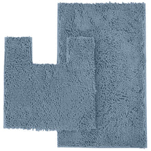 Load image into Gallery viewer, 2 Piece Bath Rug + Square Cutout Toilet Mat Set, Sky Blue