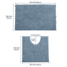 Load image into Gallery viewer, LuxUrux Bathroom Rugs Luxury Chenille 2-Piece Bath Mat Set, Sky Blue