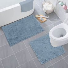 Load image into Gallery viewer, LuxUrux Bathroom Rugs Luxury Chenille 2-Piece Bath Mat Set, Sky Blue