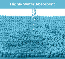 Load image into Gallery viewer, 2 Piece Bath Rug + Square Cutout Toilet Mat Set, Spa Blue