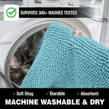 Load image into Gallery viewer, 2 Piece Bath Rug + Square Cutout Toilet Mat Set, Spa Blue