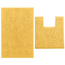 Load image into Gallery viewer, 2 Piece Bath Rug + Square Cutout Toilet Mat Set, Sunshine Yellow