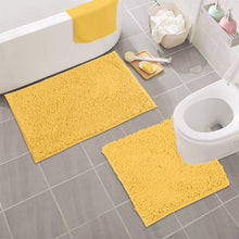 Load image into Gallery viewer, LuxUrux Bathroom Rugs Luxury Chenille 2-Piece Bath Mat Set, Sunshine Yellow
