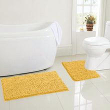 Load image into Gallery viewer, LuxUrux Bathroom Rugs Luxury Chenille 2-Piece Bath Mat Set, Sunshine Yellow