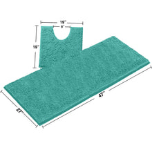 Load image into Gallery viewer, Luxury Microfiber 2-Piece Toilet & Bath Mat Set, XL, Turquoise