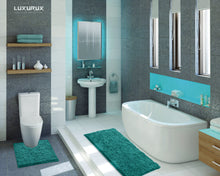 Load image into Gallery viewer, Luxury Microfiber 2-Piece Toilet & Bath Mat Set, XL, Turquoise