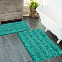 Load image into Gallery viewer, 2 Piece Rectangular Bath Rug Set, 15x23 + 20x30  inch, Turquoise