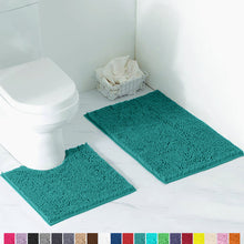 Load image into Gallery viewer, Luxury Chenille Bathroom Rugs 2-Piece Bath Mat Set, Small, Turquoise