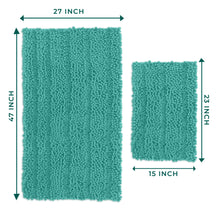 Load image into Gallery viewer, 2 Piece Rectangular Bath Rug Set, 15x23 + 27x47 inch, Turquoise