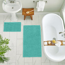 Load image into Gallery viewer, Rectangular 2 Piece Bath Rug Set, 15x23 + 24x36 inch, Turquoise
