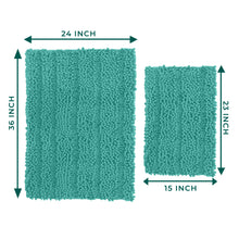 Load image into Gallery viewer, 2 Piece Rectangular Bath Rug Set, 15x23 + 24x36 inch, Turquoise