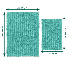 Load image into Gallery viewer, Rectangular 2 Piece Bath Rug Set, 15x23 + 24x36 inch, Turquoise