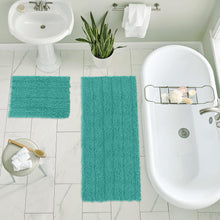 Load image into Gallery viewer, 2 Piece Rectangular Bath Rug Set, 15x23 + 27x47 inch, Turquoise