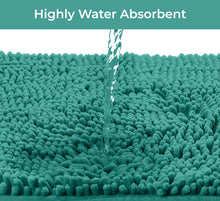 Load image into Gallery viewer, 2 Piece Bath Rug + Square Cutout Toilet Mat Set, Turquoise