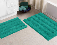 Load image into Gallery viewer, 2 Piece Rectangular Bath Rug Set, 15x23 + 20x30  inch, Turquoise
