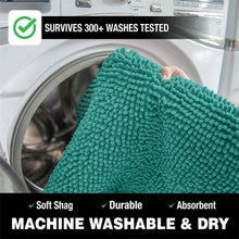 Load image into Gallery viewer, 2 Piece Bath Rug + Square Cutout Toilet Mat Set, Turquoise