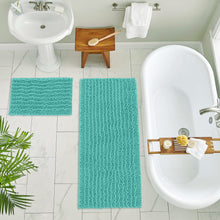 Load image into Gallery viewer, Rectangular 2 Piece Bath Rug Set, 15x23 + 27x47 inch, Turquoise