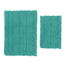 Load image into Gallery viewer, 2 Piece Rectangular Bath Rug Set, 15x23 + 24x36 inch, Turquoise