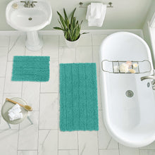 Load image into Gallery viewer, 2 Piece Rectangular Bath Rug Set, 15x23 + 24x36 inch, Turquoise