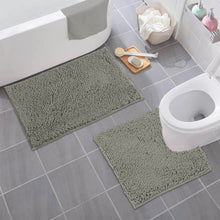 Load image into Gallery viewer, LuxUrux Bathroom Rugs Luxury Chenille 2-Piece Bath Mat Set, Warm Gray