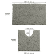 Load image into Gallery viewer, LuxUrux Bathroom Rugs Luxury Chenille 2-Piece Bath Mat Set, Warm Gray