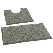 Load image into Gallery viewer, LuxUrux Bathroom Rugs Luxury Chenille 2-Piece Bath Mat Set, Warm Gray