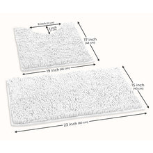 Load image into Gallery viewer, Luxury Chenille Bathroom Rugs 2-Piece Bath Mat Set, Small, White