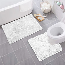 Load image into Gallery viewer, LuxUrux Bathroom Rugs Luxury Chenille 2-Piece Bath Mat Set, White