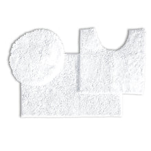 Load image into Gallery viewer, 3pc Set (Style B) Bath Rug + U Shape Toilet Mat + Round Toilet Lid Cover Rug, White