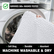 Load image into Gallery viewer, 2 Piece Bath Rug + Square Cutout Toilet Mat Set, White