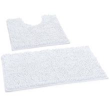 Load image into Gallery viewer, LuxUrux Bathroom Rugs Luxury Chenille 2-Piece Bath Mat Set, White